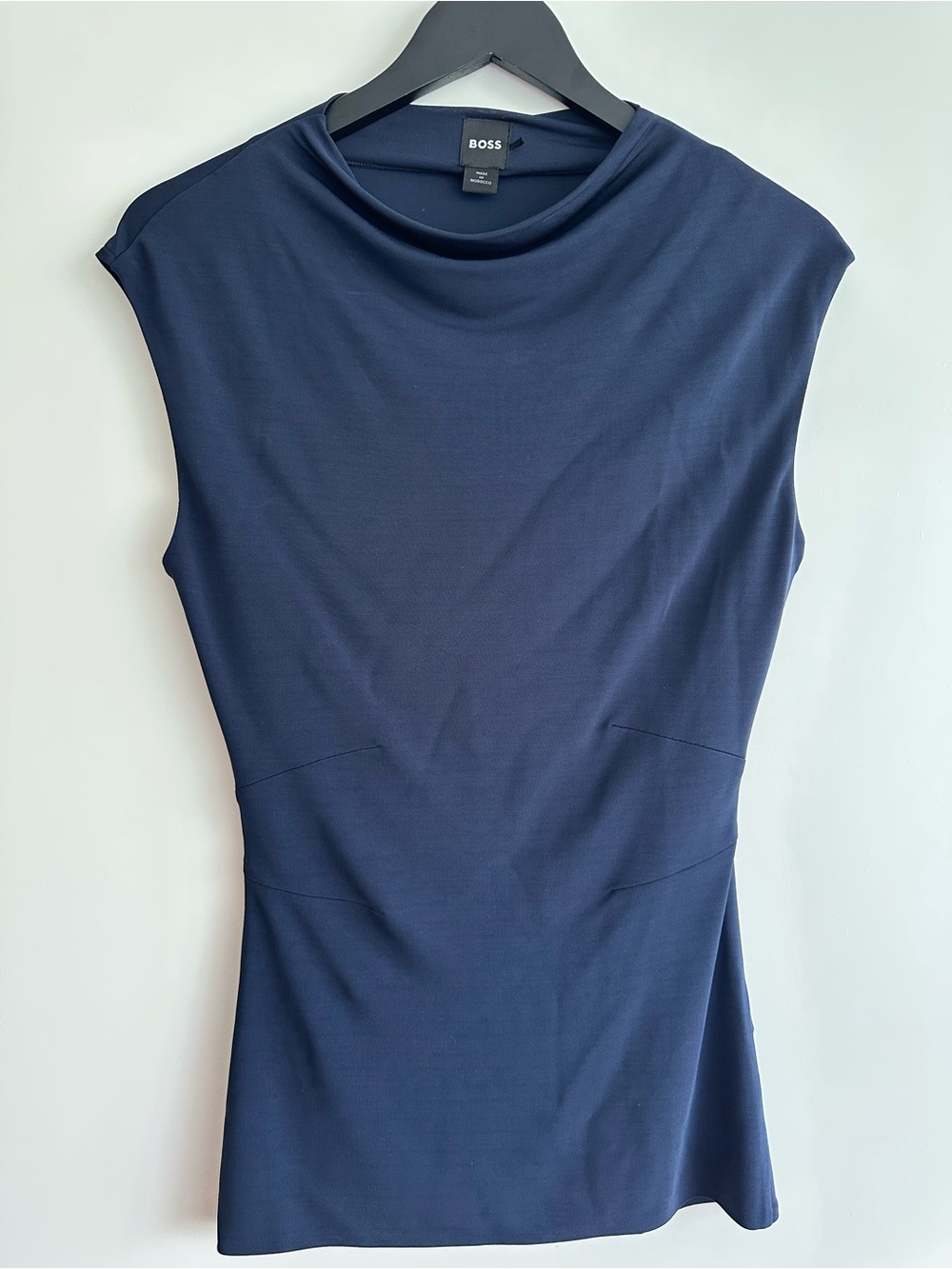 BOSS Navy Cap-Sleeve Crewneck Tank Top